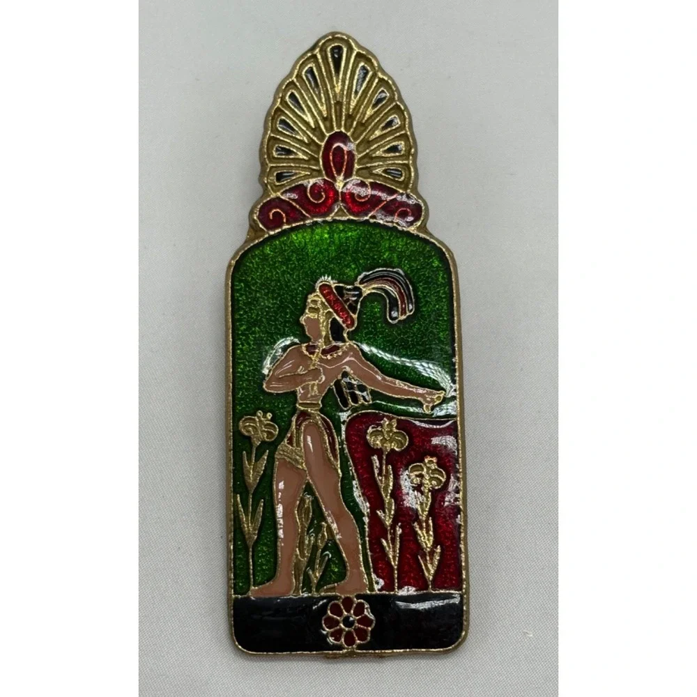 Vintage Cloisonné Brass Paper Money Clip Greek Viking Boat Vintage Enamel 4